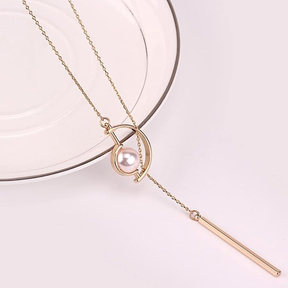Bakod Jewelry Women Long Type Pearl Sweater Necklace Banquet Jewelry Adjustable
